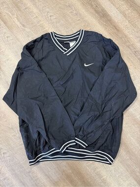 Nike Black Windbreaker Pullover with White Stripe Trim